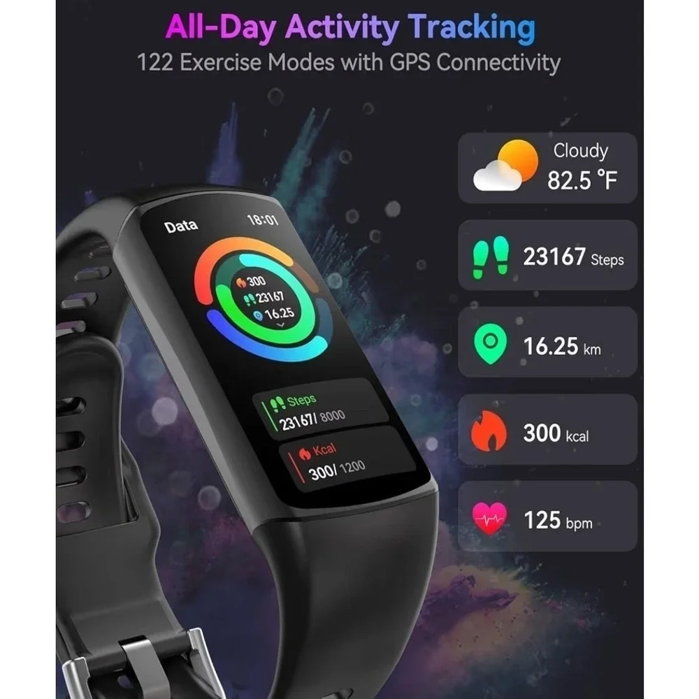 New Smart Watch Fitness Tracker with 24/7 Heart‎ Rate, Oxygen, & Blood Pressure